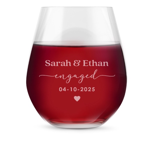Engraved Engagement 460ml Stemless Wine Glass